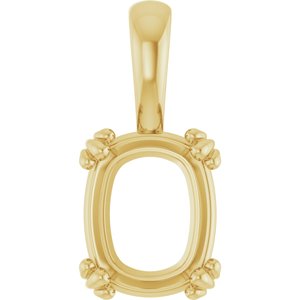 10K Yellow Gold 10x8 mm Elongated Cushion Pendant Mounting – image 2