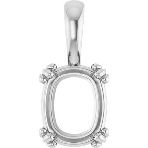10K White Gold 10x8 mm Elongated Cushion Pendant Mounting – image 2