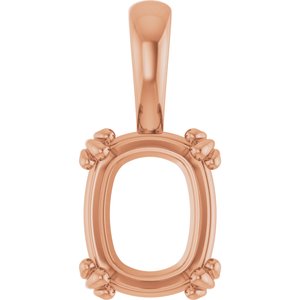 10K Rose Gold 10x8 mm Elongated Cushion Pendant Mounting – image 2