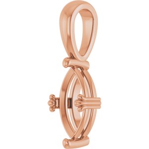 18K Rose Gold 10x5 mm Marquise Pendant Mounting – image 4