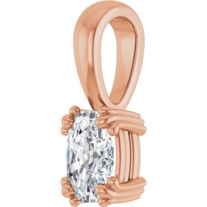 18K Rose Gold 6.5x4.5 mm Elongated Cushion Pendant Mounting – image 3