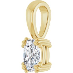 14K Yellow Gold 6.5x4.5 mm Elongated Cushion Pendant Mounting – image 3