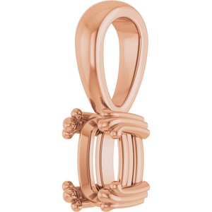 10K Rose Gold 6.5x4.5 mm Elongated Cushion Pendant Mounting – image 4