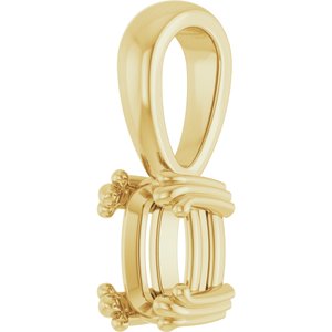 18K Yellow Gold 6.5x4.5 mm Elongated Cushion Pendant Mounting – image 4