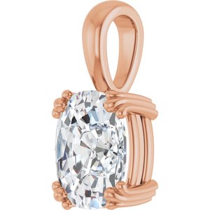 18K Rose Gold 10x8 mm Elongated Cushion Pendant Mounting – image 3