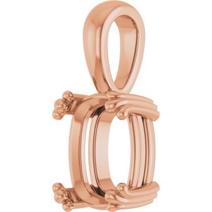 10K Rose Gold 10x8 mm Elongated Cushion Pendant Mounting – image 4