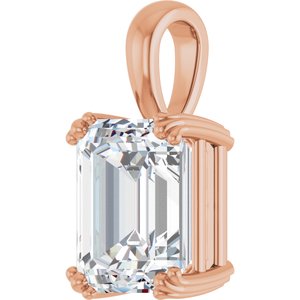 10K Rose Gold 11x9 mm Emerald Pendant Mounting – image 3