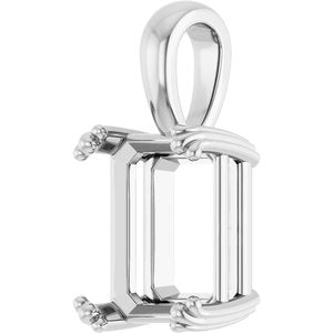 10K White Gold 11x9 mm Emerald Pendant Mounting – image 4