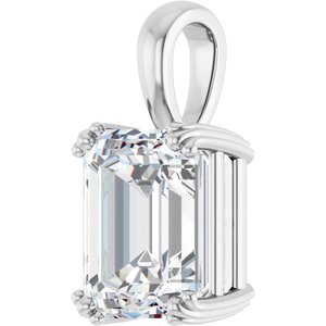 14K X1 White Gold 11x9 mm Emerald Pendant Mounting – image 3