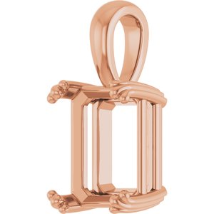 10K Rose Gold 11x9 mm Emerald Pendant Mounting – image 4