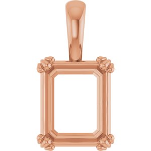 10K Rose Gold 11x9 mm Emerald Pendant Mounting – image 2