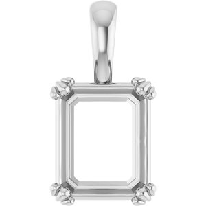 18K White Gold 11x9 mm Emerald Pendant Mounting – image 2