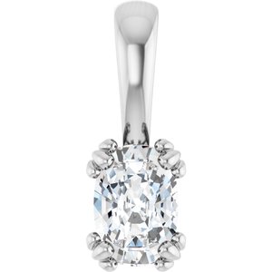 14K X1 White Gold 6.5x4.5 mm Elongated Cushion Pendant Mounting