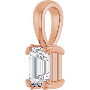 10K Rose Gold 6.5x4.5 mm Emerald Pendant Mounting – image 3