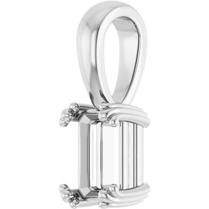 Sterling Silver 6.5x4.5 mm Emerald Pendant Mounting – image 4