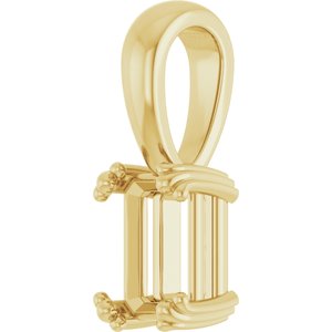 18K Yellow Gold 6.5x4.5 mm Emerald Pendant Mounting – image 4