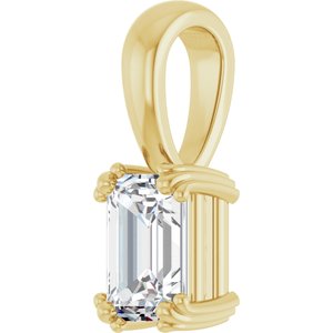 10K Yellow Gold 6.5x4.5 mm Emerald Pendant Mounting – image 3