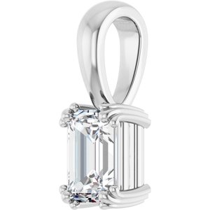 18K White Gold 6.5x4.5 mm Emerald Pendant Mounting – image 3