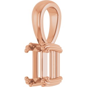 18K Rose Gold 6.5x4.5 mm Emerald Pendant Mounting – image 4