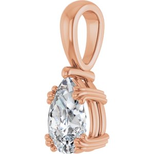 10K Rose Gold 9x6 mm Pear Pendant Mounting – image 3