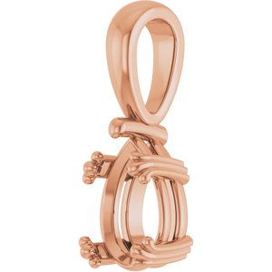 10K Rose Gold 9x6 mm Pear Pendant Mounting – image 4