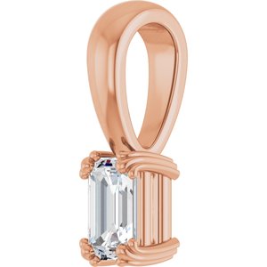 10K Rose Gold 5x3 mm Emerald Pendant Mounting – image 3