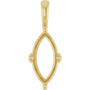 10K Yellow Gold 16x8 mm Marquise Pendant Mounting – image 2