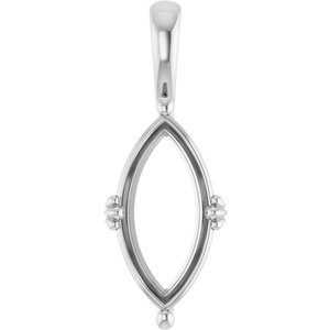 18K White Gold 16x8 mm Marquise Pendant Mounting – image 2