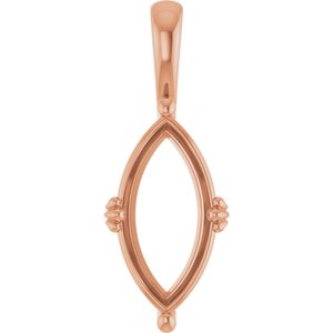 10K Rose Gold 16x8 mm Marquise Pendant Mounting – image 2