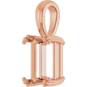 10K Rose Gold 10x7 mm Emerald Pendant Mounting – image 4
