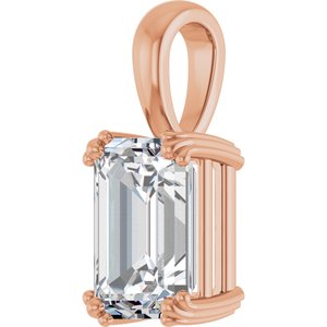 10K Rose Gold 10x7 mm Emerald Pendant Mounting – image 3