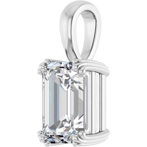 14K White Gold 10x7 mm Emerald Pendant Mounting – image 3