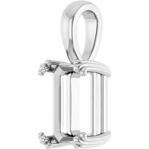 14K White Gold 10x7 mm Emerald Pendant Mounting – image 4