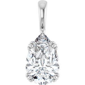 14K White Gold 14x9 mm Pear Pendant Mounting