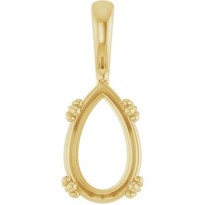 18K Yellow Gold 14x9 mm Pear Pendant Mounting – image 2