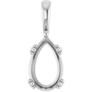 18K White Gold 14x9 mm Pear Pendant Mounting – image 2