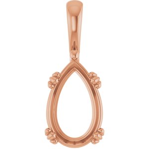 14K Rose Gold 14x9 mm Pear Pendant Mounting – image 2