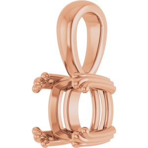 18K Rose Gold 7x7 mm Cushion Pendant Mounting – image 4