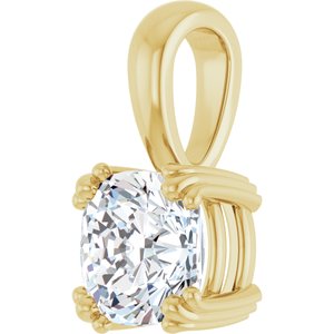 18K Yellow Gold 7x7 mm Cushion Pendant Mounting – image 3