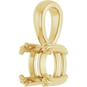 18K Yellow Gold 7x7 mm Cushion Pendant Mounting – image 4