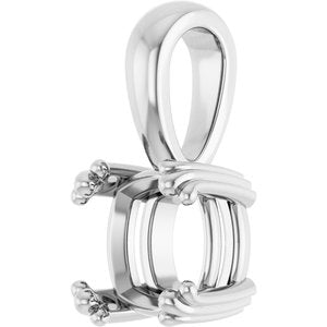 10K White Gold 7x7 mm Cushion Pendant Mounting – image 4