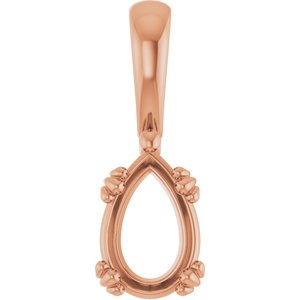 18K Rose Gold 9x6 mm Pear Pendant Mounting – image 2