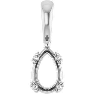 14K White Gold 9x6 mm Pear Pendant Mounting – image 2