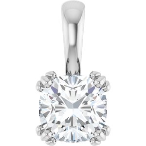 14K White Gold 7x7 mm Cushion Pendant Mounting