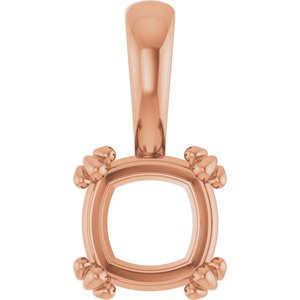 14K Rose Gold 7x7 mm Cushion Pendant Mounting – image 2