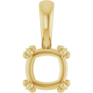 10K Yellow Gold 7x7 mm Cushion Pendant Mounting – image 2