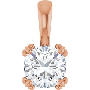 14K Rose Gold 7x7 mm Cushion Pendant Mounting