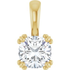 14K Yellow Gold 7x7 mm Cushion Pendant Mounting