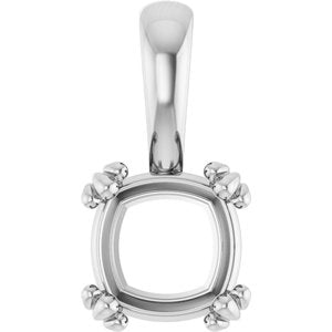 10K White Gold 7x7 mm Cushion Pendant Mounting – image 2
