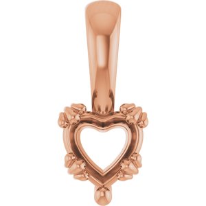 18K Rose Gold 5.5x5.5 mm Heart Pendant Mounting – image 2